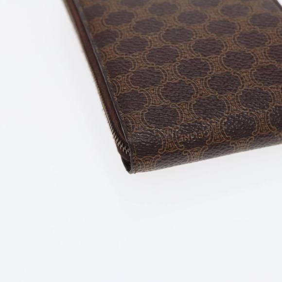 CELINE Macadam Canvas Shoulder Wallet PVC Leather Gold Brown Auth 87855 - Picture 16 of 16